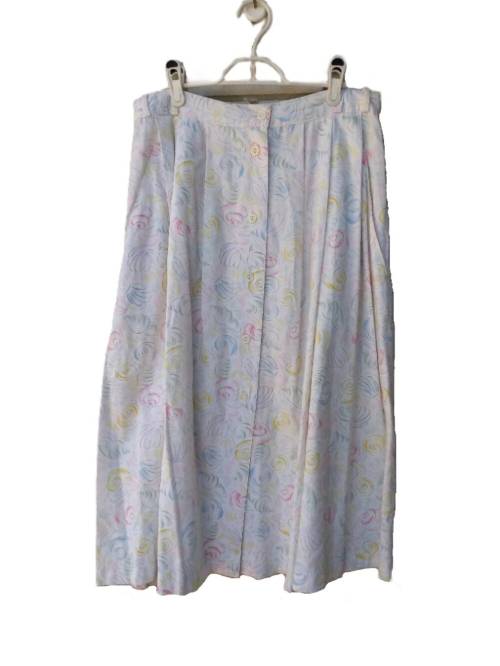 Vintage Seashell Skirt Cotton White Pastel Size Medium by Tabi International